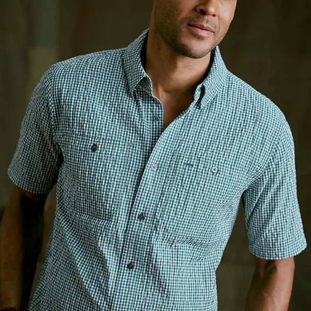 Orvis Men’s Clearwater Short-Sleeve Shirt PEACOCK/SNOW