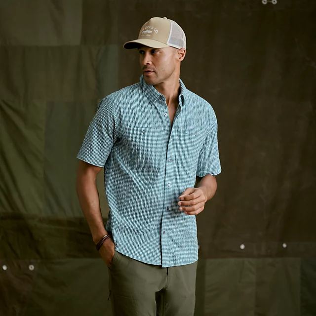 orvis Men’s Clearwater Short-Sleeve Shirt PEACOCK/SNOW