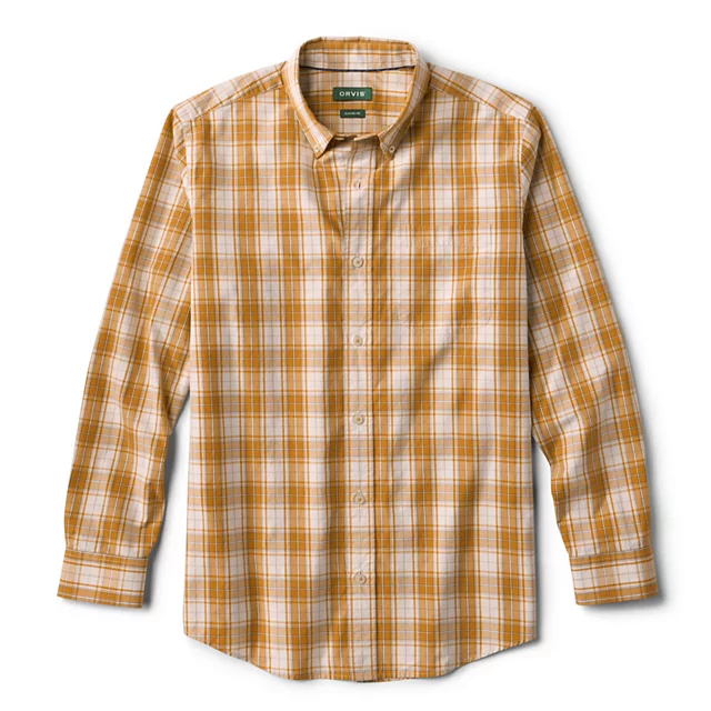 Orvis Men's Heritage Poplin Long-Sleeve Shirt PILSNER/SNOW