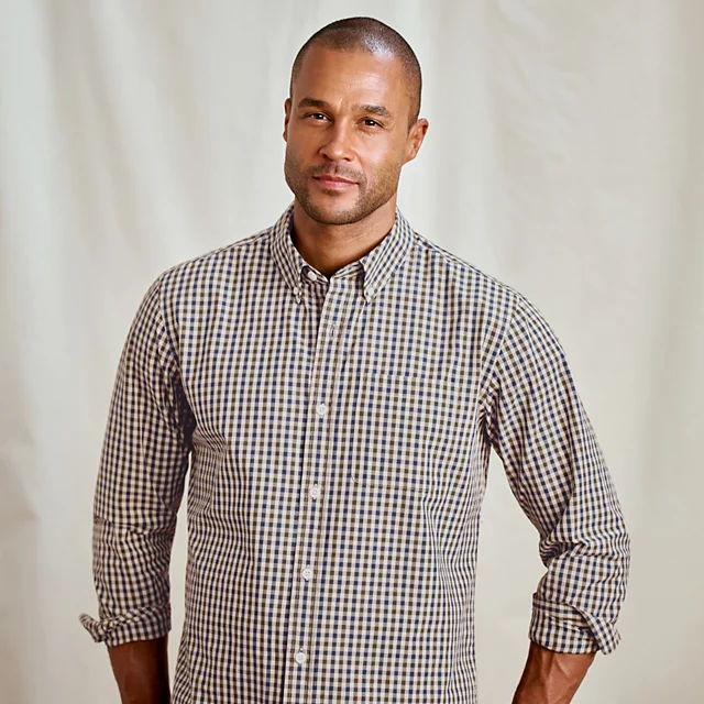 Orvis Men’s Heritage Poplin Long-Sleeve Shirt TRUE NAVY/IVY