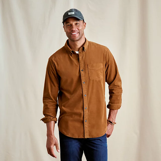 orvis Men’s Lightweight Corduroy Long-Sleeve Shirt HAZELNUT
