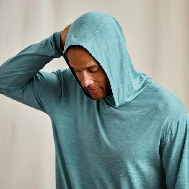 Orvis Men's Outbound Merino Hoodie MINERAL BLUE HEATHER