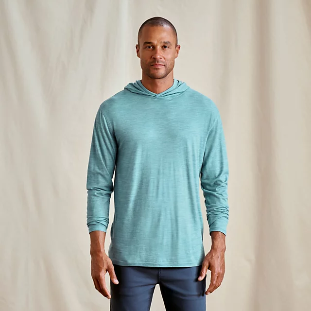 orvis Men's Outbound Merino Hoodie MINERAL BLUE HEATHER