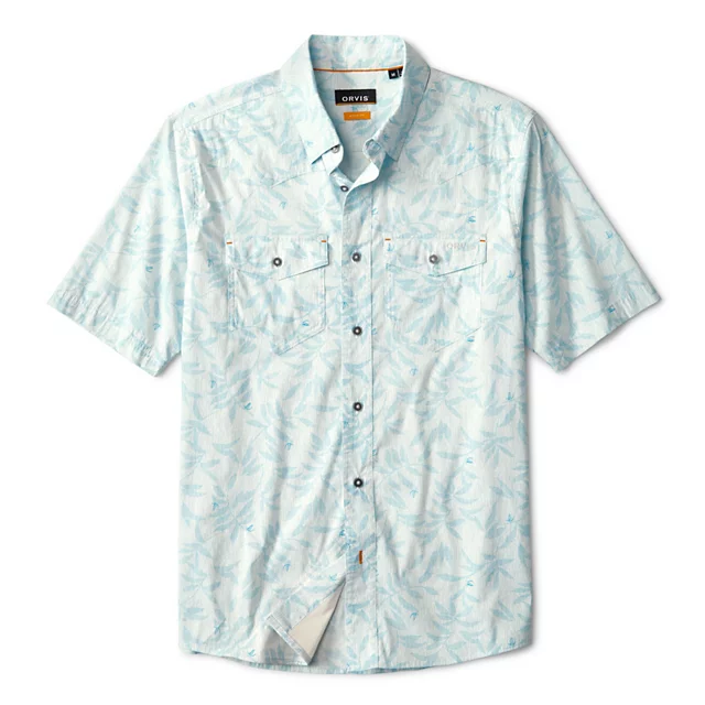 Orvis Men’s River Guide Printed Short-Sleeve Western Shirt 2.0 SNOW/PACIFIC