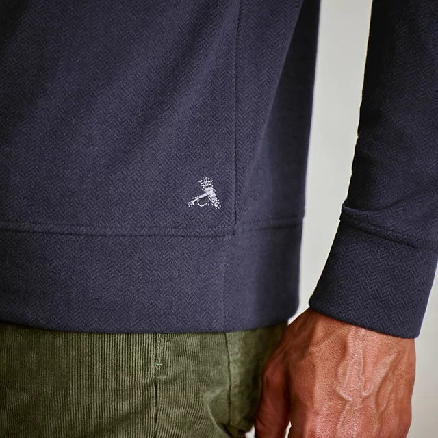 Orvis Men’s Snowy River 1/4-Zip Sweatshirt TRUE NAVY HERRINGBONE
