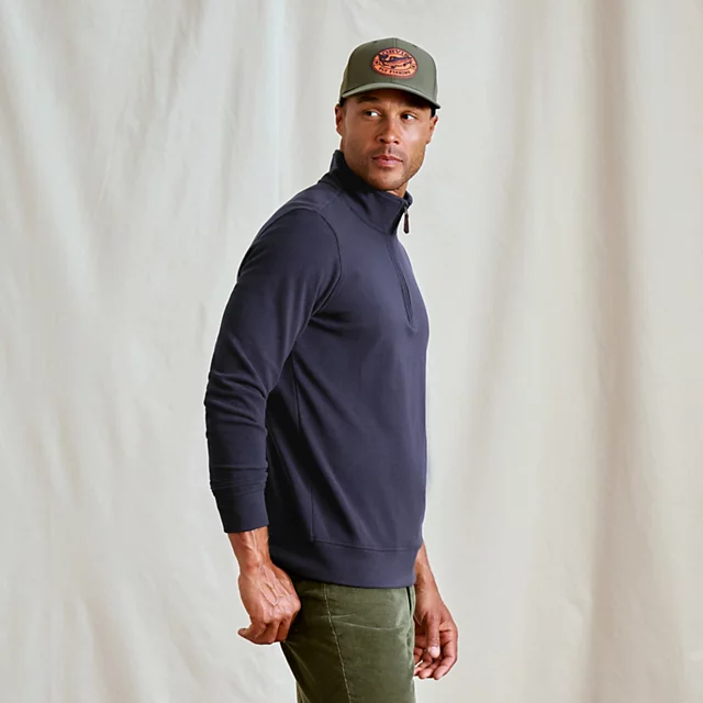 Orvis Men’s Snowy River 1/4-Zip Sweatshirt TRUE NAVY HERRINGBONE