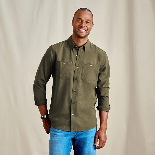 orvis Men’s Tech Chambray Long-Sleeve Work Shirt DEEP TARRAGON