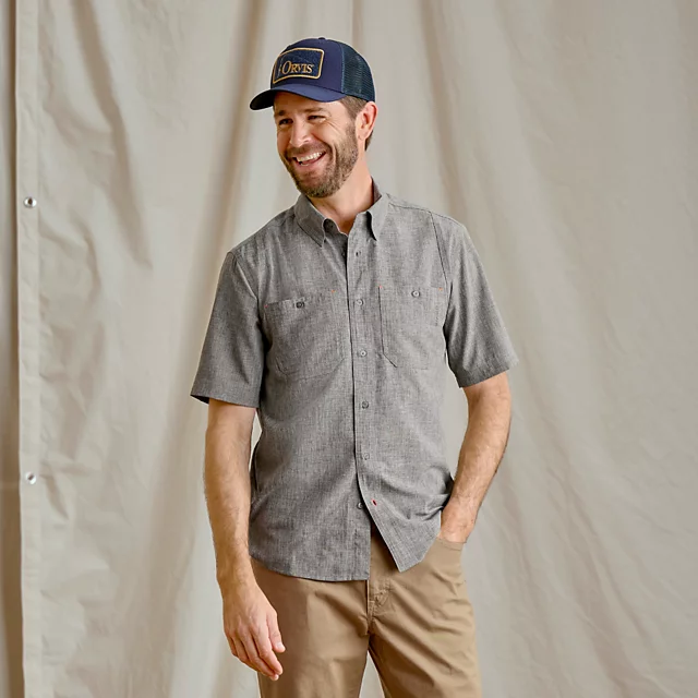orvis Men’s Tech Chambray Short-Sleeve Work Shirt MOSS