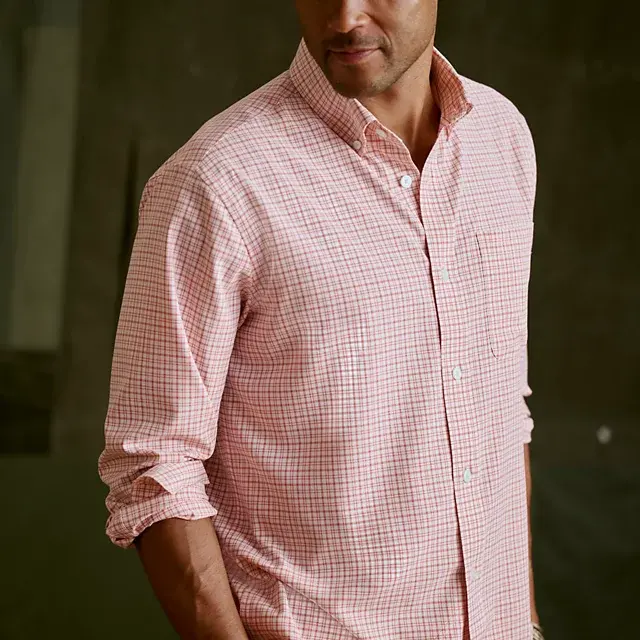 Orvis Men’s Ultralight Comfort Stretch Long-Sleeve Shirt RED CLAY/WHITE