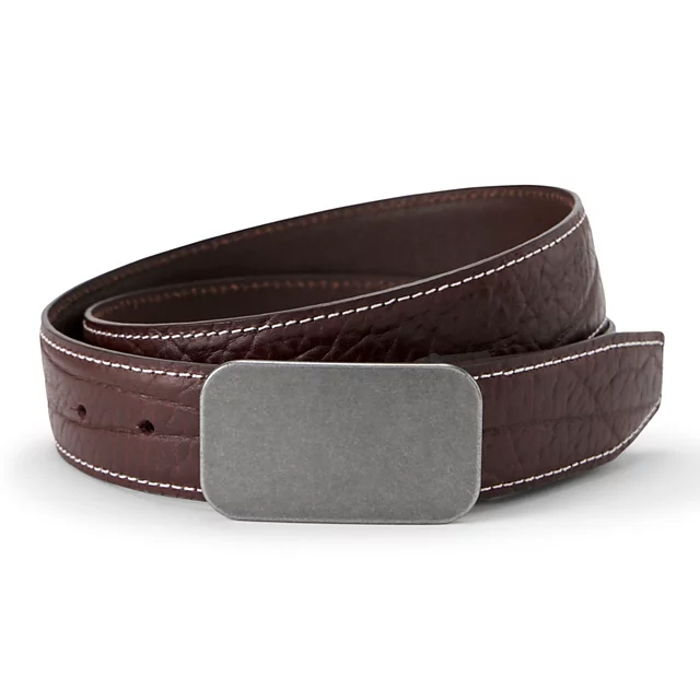 orvis Antique Nickel Plaque Belt CHOCOLATE