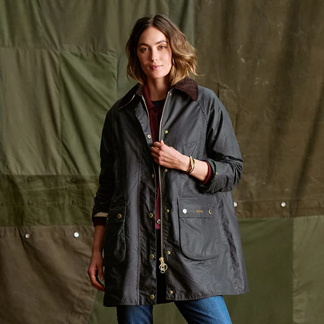 orvis Barbour® Beadnell Waxed Long Jacket SAGE