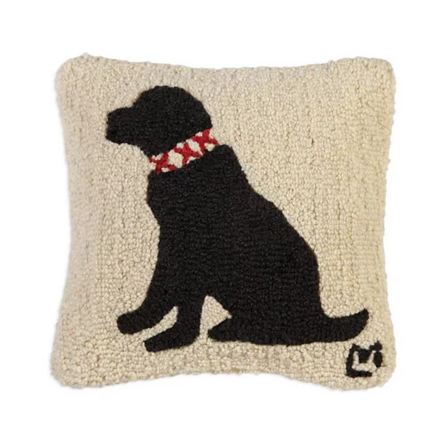 orvis Black Lab Hand-Hooked Pillow 14" x 14"
