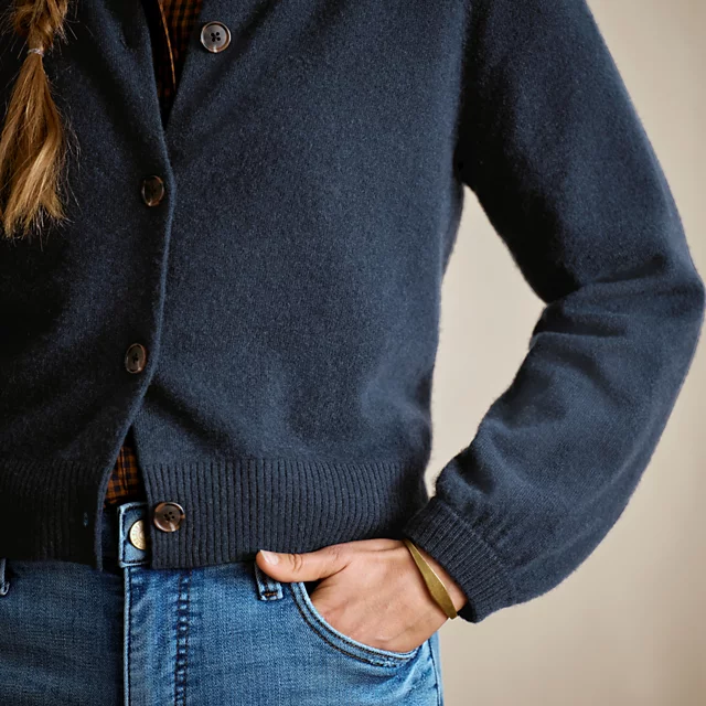 Orvis Boiled Cashmere Cardigan DARK NAVY