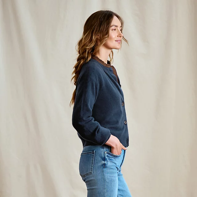 Orvis Boiled Cashmere Cardigan DARK NAVY