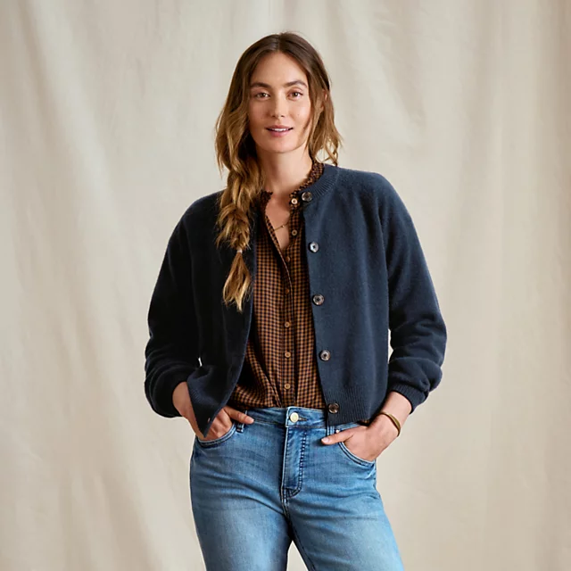 orvis Boiled Cashmere Cardigan DARK NAVY