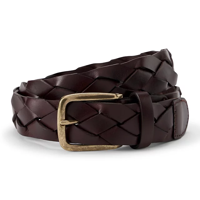 orvis Brass Buckle Braided Belt CHOCOLATE