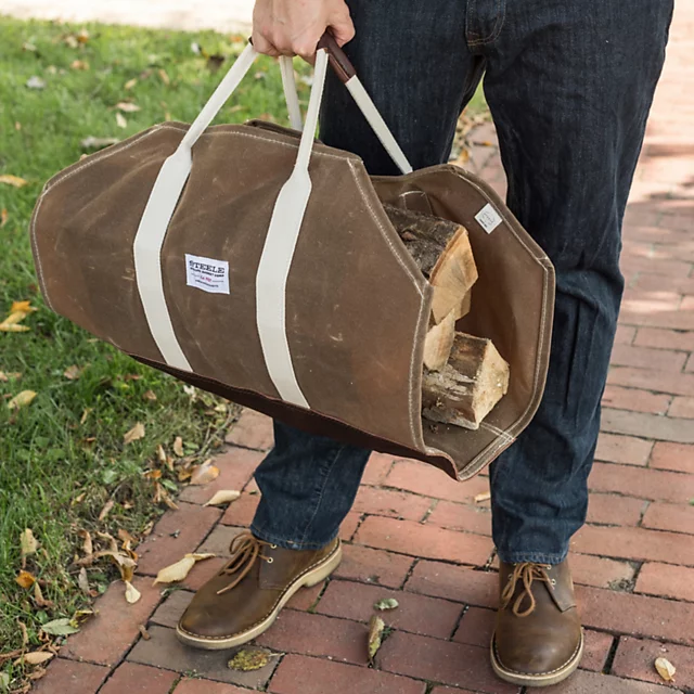 Orvis Canvas And Leather Log Carrier BROWN