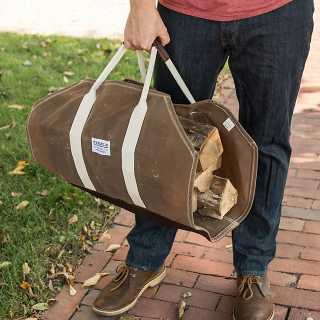 Orvis Canvas And Leather Log Carrier BROWN
