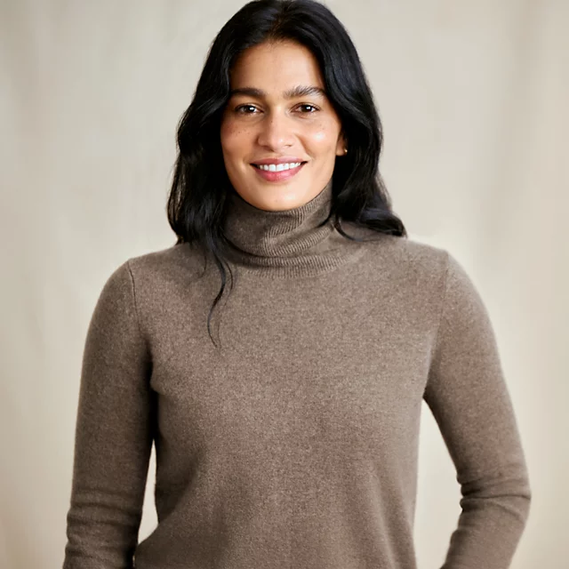 Orvis Classic Cashmere Turtleneck MUSHROOM HEATHER