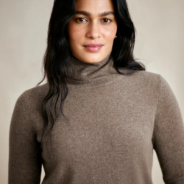 Orvis Classic Cashmere Turtleneck MUSHROOM HEATHER