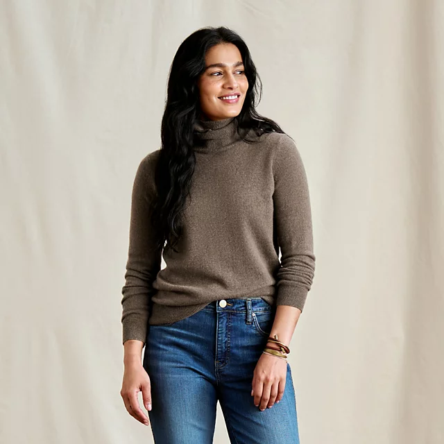 Orvis Classic Cashmere Turtleneck MUSHROOM HEATHER
