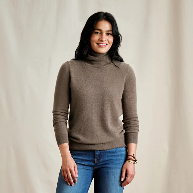 orvis Classic Cashmere Turtleneck MUSHROOM HEATHER