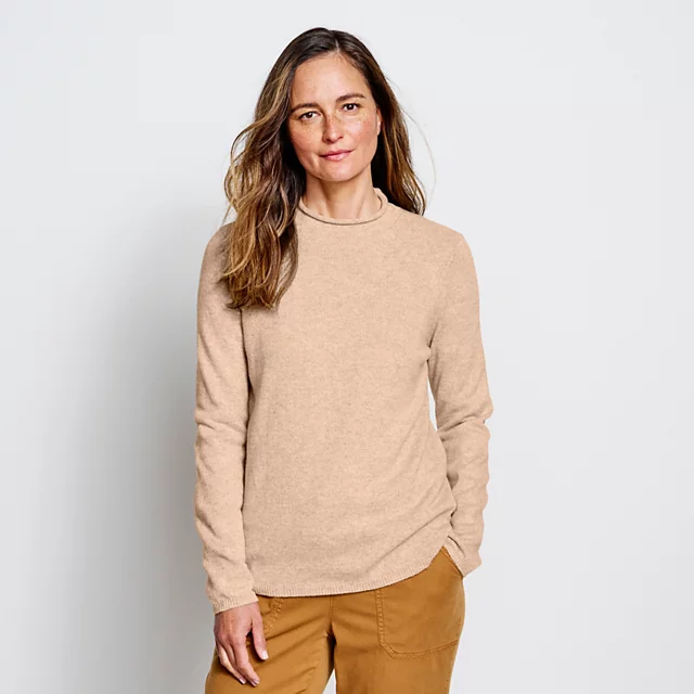 Orvis Classic Mockneck Sweater DARK VICUNA/EMBER