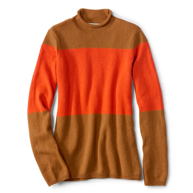 orvis Classic Mockneck Sweater DARK VICUNA/EMBER