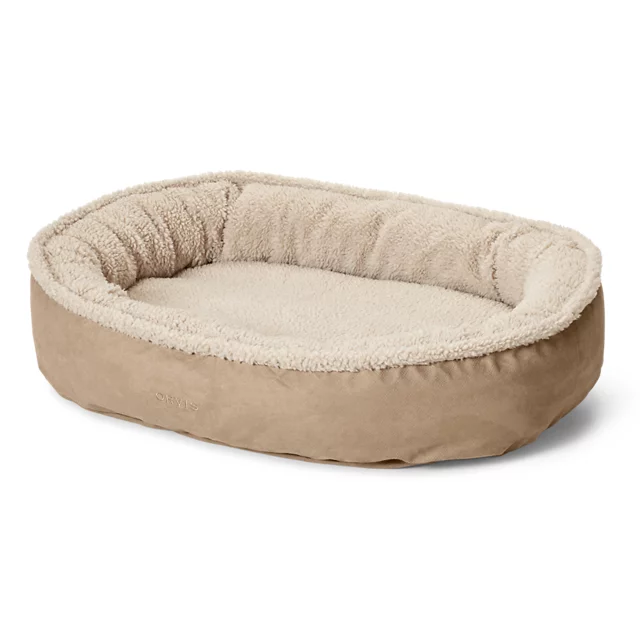 Orvis Orvis ComfortFill-Eco™ Wraparound Dog Bed With Fleece KHAKI