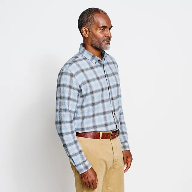 Orvis Crushed Herringbone Shirt TRUE NAVY