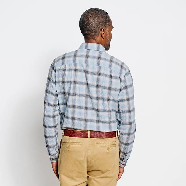 Orvis Crushed Herringbone Shirt TRUE NAVY