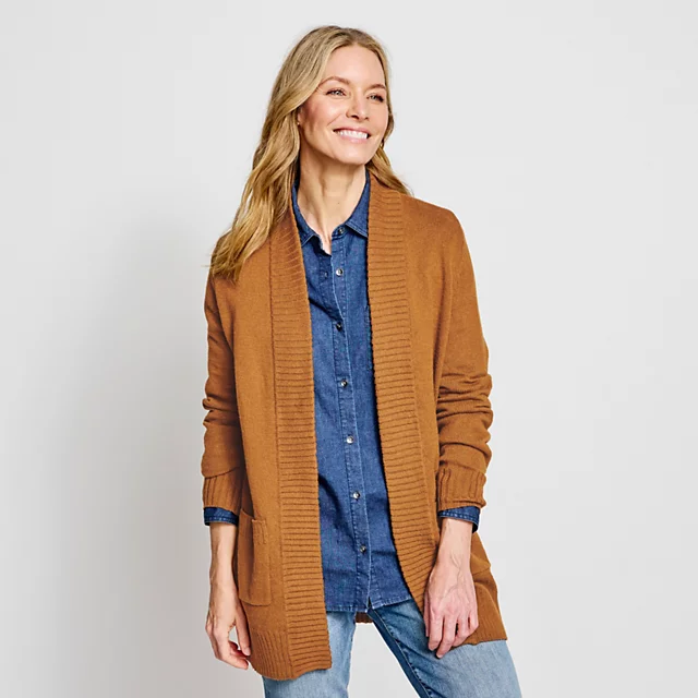 Orvis Evergreen Long Open Cardigan DARK VICUNA