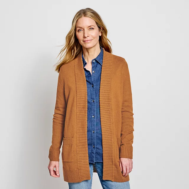 orvis Evergreen Long Open Cardigan DARK VICUNA