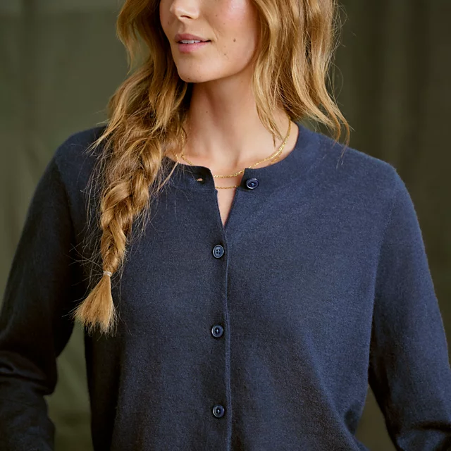 Orvis Featherweight Cashmere Cardigan TRUE NAVY