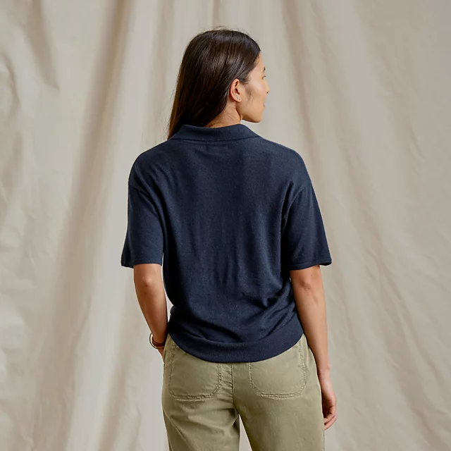 Orvis Featherweight Cashmere Polo Tee TRUE NAVY