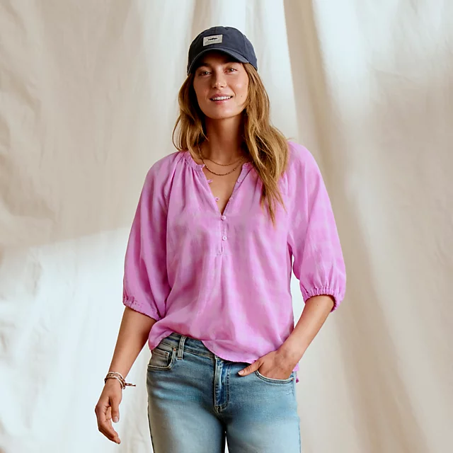 orvis Lightweight Blouson-Sleeve Shirt LILAC PLAID