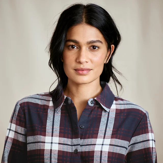 Orvis Lodge Flannel Shirt NAVY RAISIN PLAID