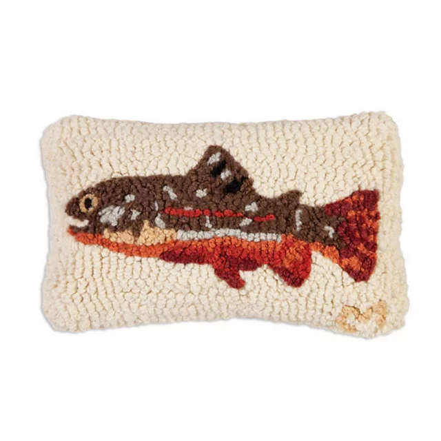 orvis Maple Trout Hand-Hooked Pillow 8" x 12"