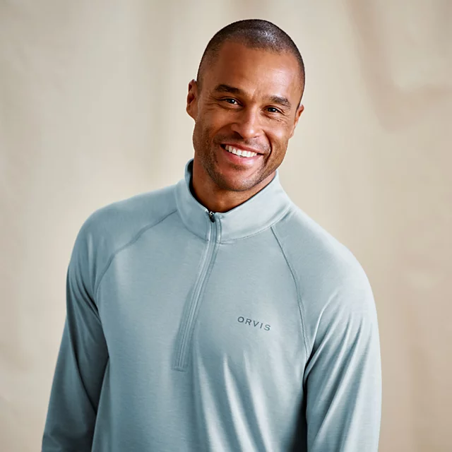 Orvis Men’s DriCast™ 1/4-Zip MINERAL BLUE
