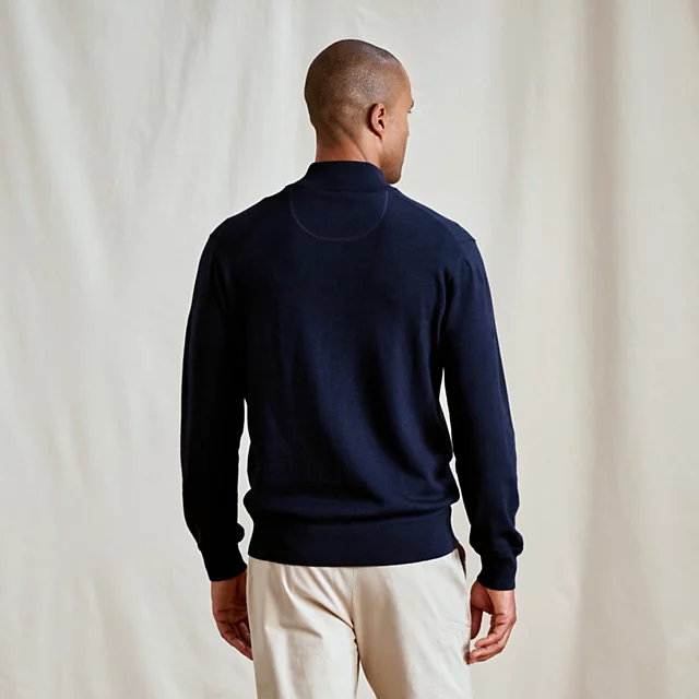 Orvis Merino Button Mockneck Sweater NAVY
