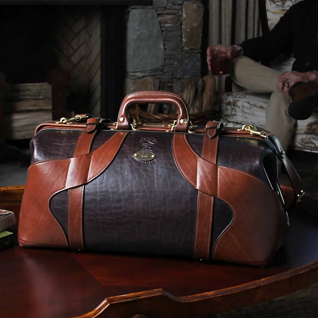 Orvis No. 5 Leather Travel Grip Bag TOBACCO