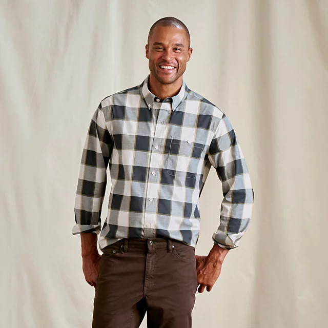 orvis No-Work Long-Sleeve Shirt TRUE NAVY/TURMERIC