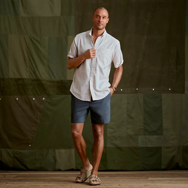Orvis No-Work Short-Sleeve Shirt SNOW/POPPY