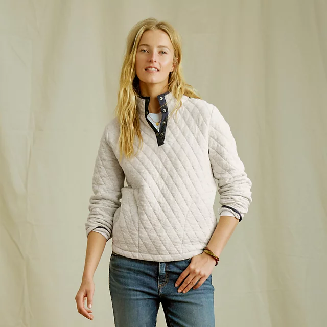 Orvis Outdoor Quilted 1/4-Snap Sweatshirt PEACOCK