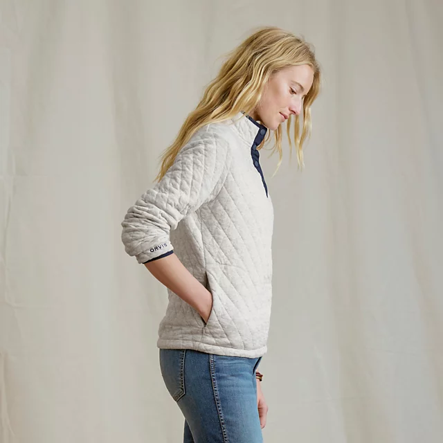 Orvis Outdoor Quilted 1/4-Snap Sweatshirt PEACOCK