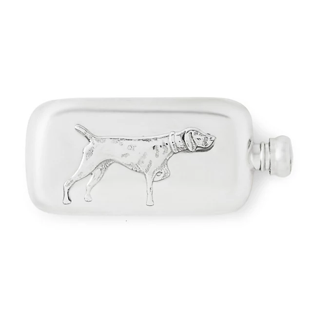 orvis Pointer Dog Pewter Flask