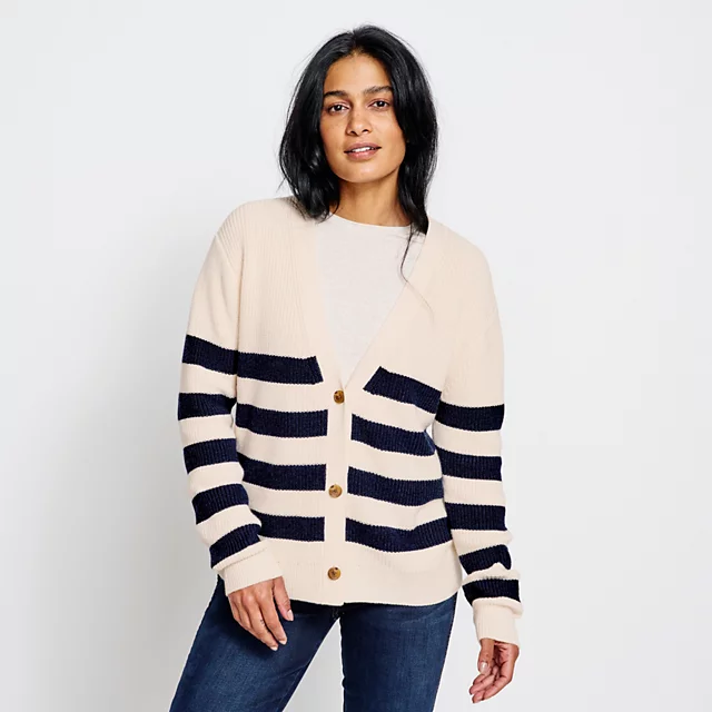Orvis Ribbed Short Cardigan BARLEY/ECRU