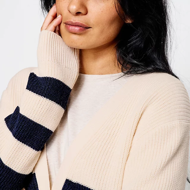 Orvis Ribbed Short Cardigan BARLEY/ECRU