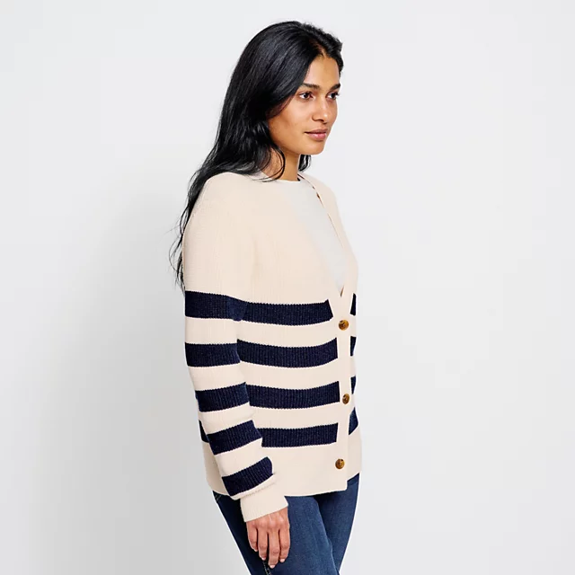 Orvis Ribbed Short Cardigan BARLEY/ECRU