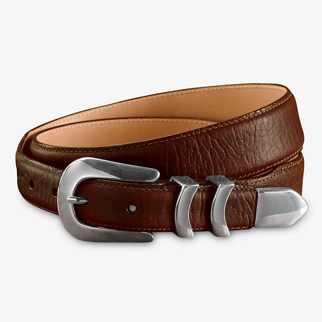 orvis Silver Buckle Bison Tapered-Edge Belt BROWN